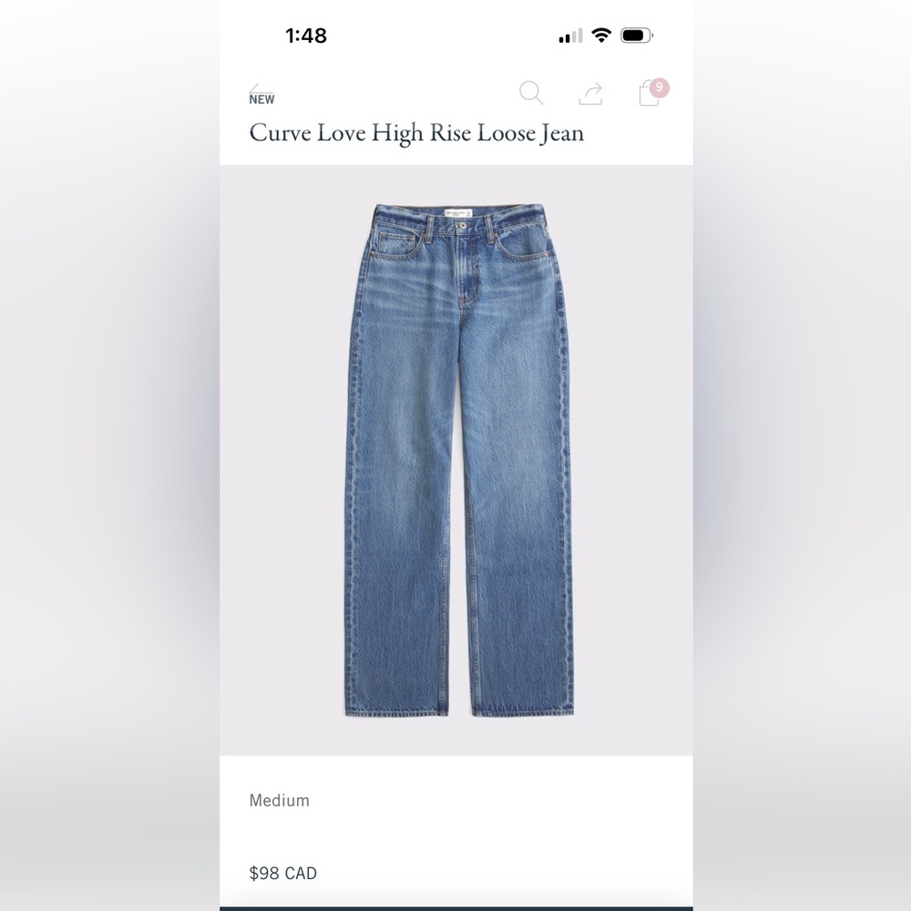 Abercrombie & Fitch Blue Curve Love High Rise Loose Jeans